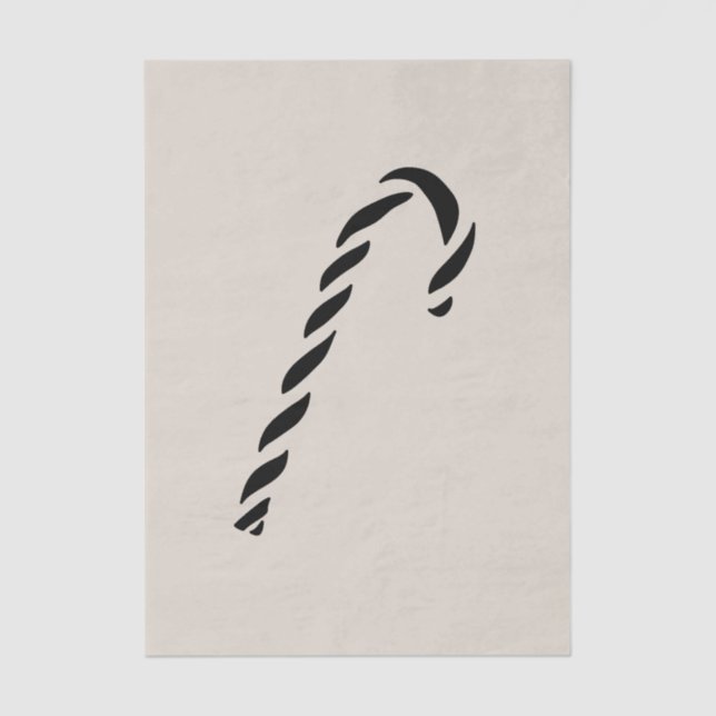 Papel De Seda Minimalist Black Christmas Candy cane (Anverso)