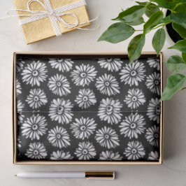Papel De Seda Minimalist Groovy Black and White Daisy Pattern