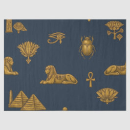 Papel De Seda Minimalist Navy & Antique Gold Egyptian Pattern