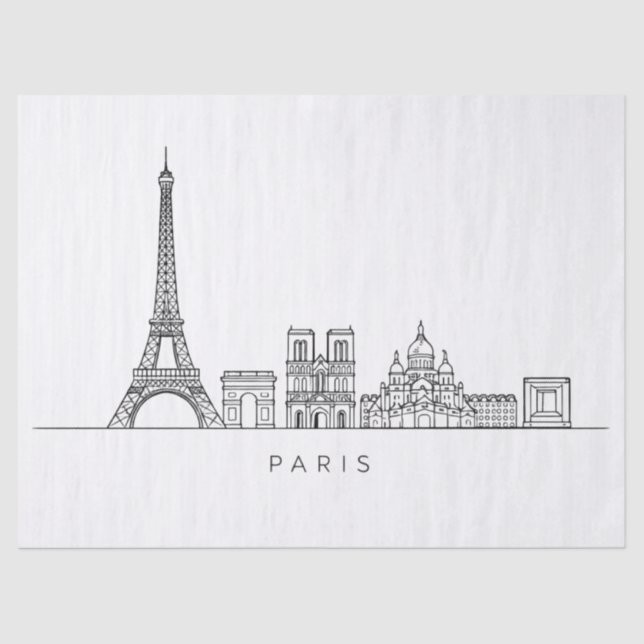 Papel De Seda Minimalist Paris Skyline Line Art (Anverso)