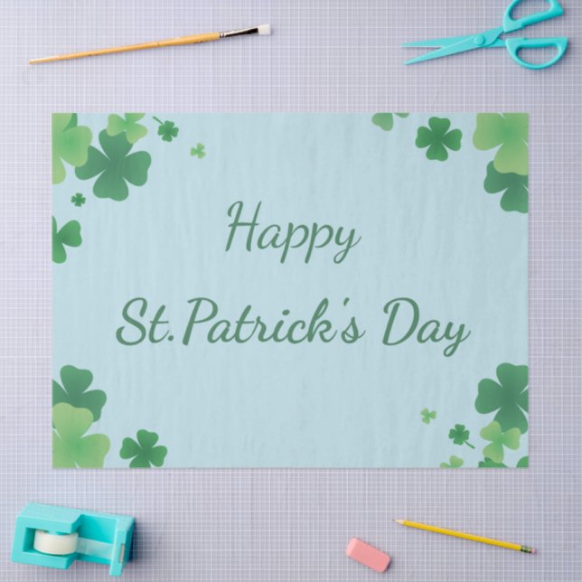 Papel De Seda Minimalist St Patrick’s Day Clover Frame (Artesanía)
