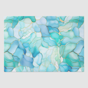 Papel De Seda Mint Aqua Pearl Gold Marble