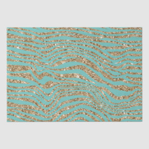 Papel De Seda Mint Gold Faux Purpurina Zebra