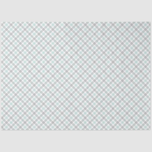 Papel De Seda Mint Green & Grey Gingham Tissue Paper (Anverso)