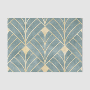 Papel De Seda Mint Green, oro, Art Decó patrón, vintage, retro,