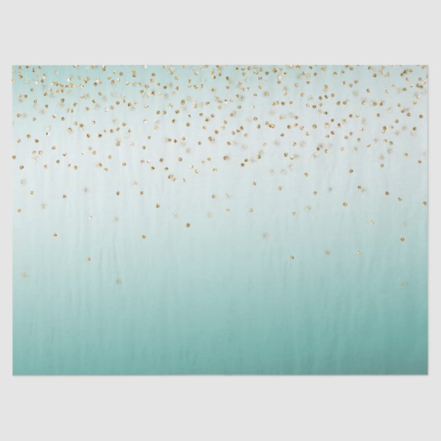 Papel De Seda Mint Ombre De Confetti Giram Gold Sparkle (Anverso)