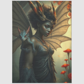 Papel De Seda Misteriosa Hada Dragón Gótica 