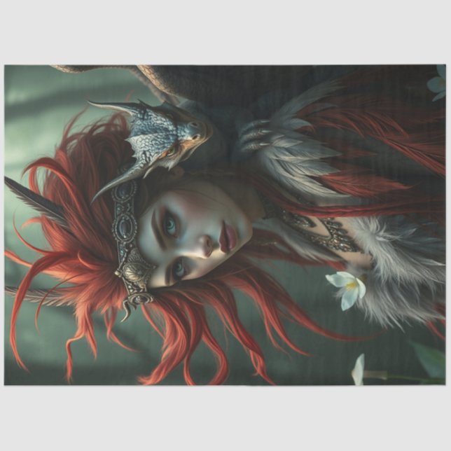 Papel De Seda Misterioso hadas góticas del dragón (Anverso)