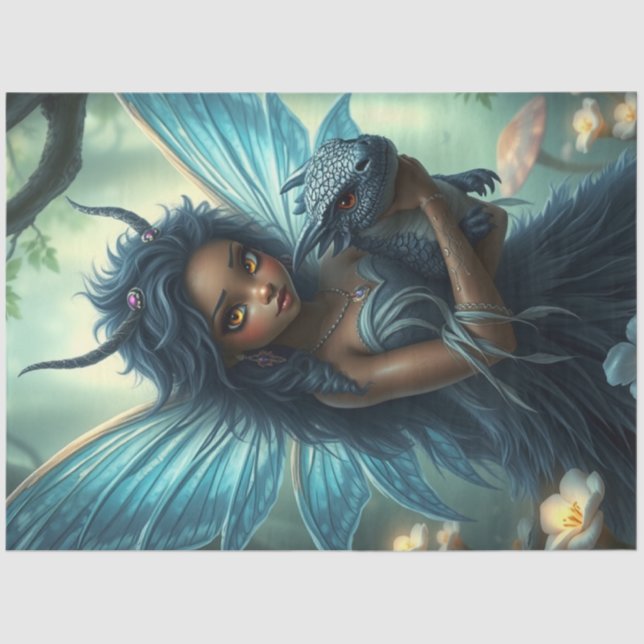 Papel De Seda Misterioso hadas góticas del dragón (Anverso)