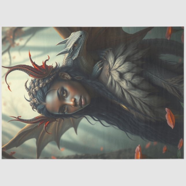 Papel De Seda Misterioso hadas góticas del dragón (Anverso)