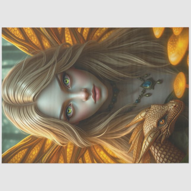 Papel De Seda Misterioso hadas góticas del dragón (Anverso)