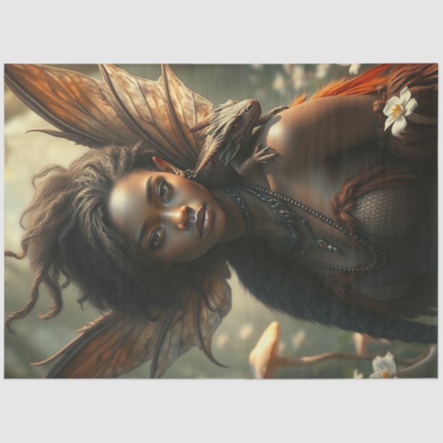 Papel De Seda Misterioso hadas góticas del dragón (Anverso)