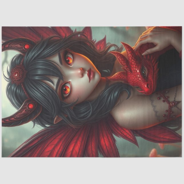 Papel De Seda Misterioso hadas góticas del dragón (Anverso)