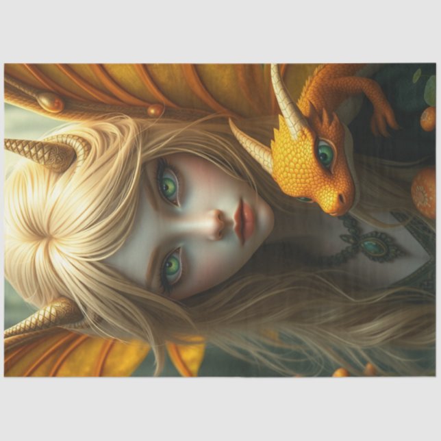 Papel De Seda Misterioso hadas góticas del dragón (Anverso)