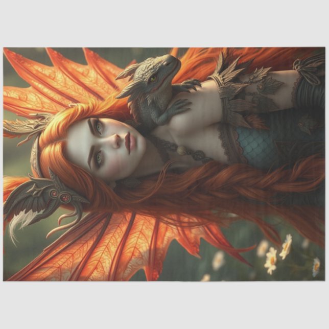 Papel De Seda Misterioso hadas góticas del dragón (Anverso)