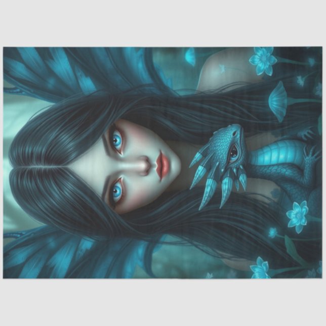 Papel De Seda Misterioso hadas góticas del dragón (Anverso)