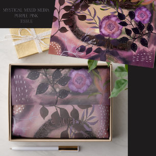 Papel De Seda Místico Mixed Media Floral Archway Púrpura Rosa
