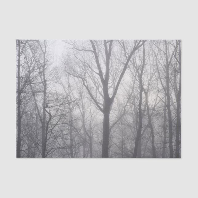 Papel De Seda Misty Trees Gray Woodland (Anverso)