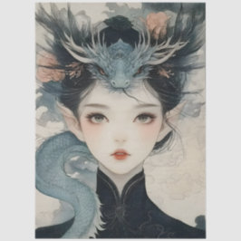 Papel De Seda Mithología oriental Nymph Fantasy Dragon