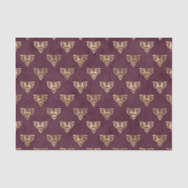 Papel De Seda Mítica Borgoña y Oro (Anverso)