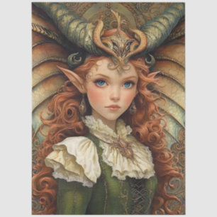 Papel De Seda Mito gótico Nymph Fantasy Dragon Chica
