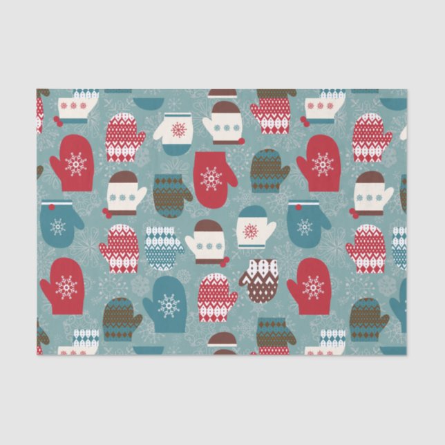 Papel De Seda Mittens Navidades de vacaciones de invierno (Anverso)
