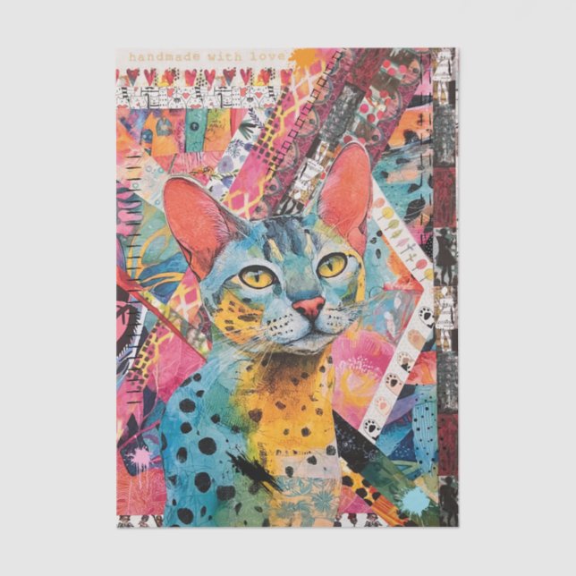 Papel De Seda Mixed Mixed Paper Cat Collage Tissue Paper (Anverso)