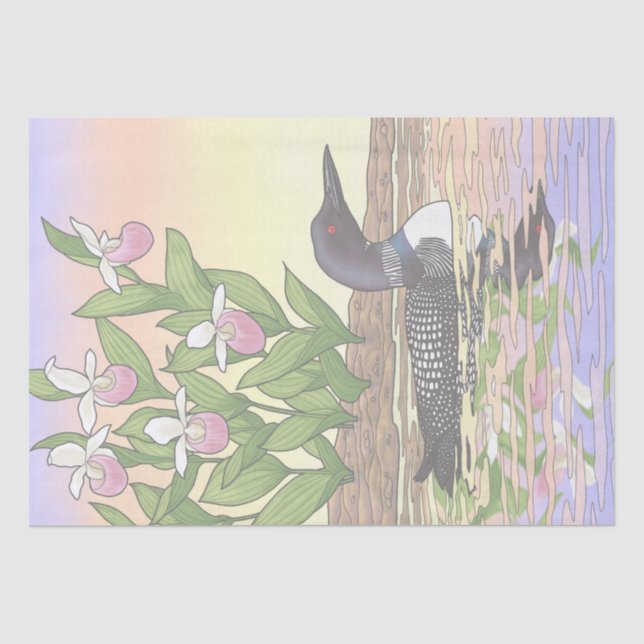 Papel De Seda MN State Bird Flower Lopper Lady Slipper (Anverso)
