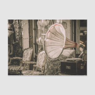 Papel De Seda Mobiliario antiguo y gramófono