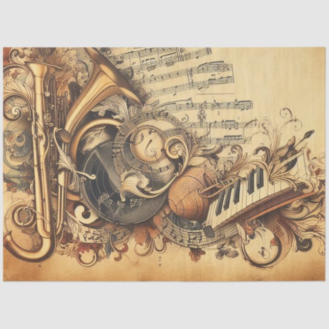 Papel De Seda Mobiliario de Decoración de Ephemera Música de Scr (Anverso)