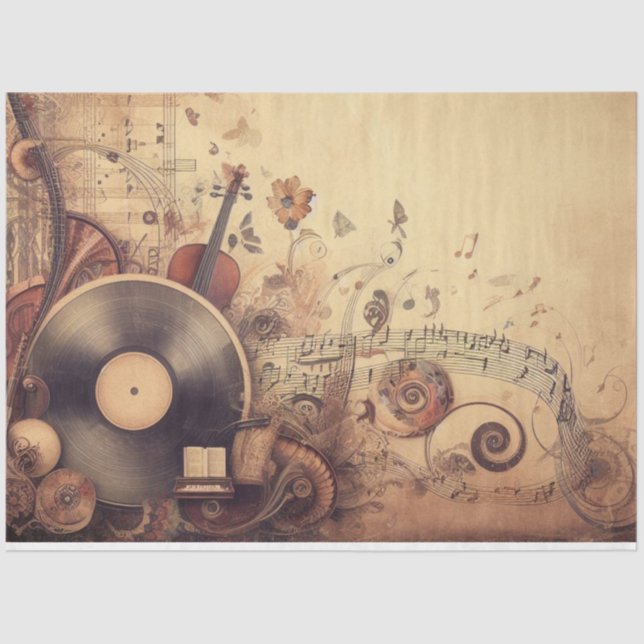 Papel De Seda Mobiliario de Decoración de Ephemera Música de Scr (Anverso)