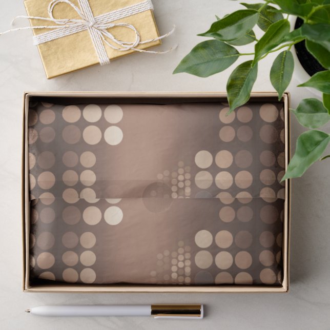 Papel De Seda Mocha Latte Funky Puntos Bokeh (Regalo )