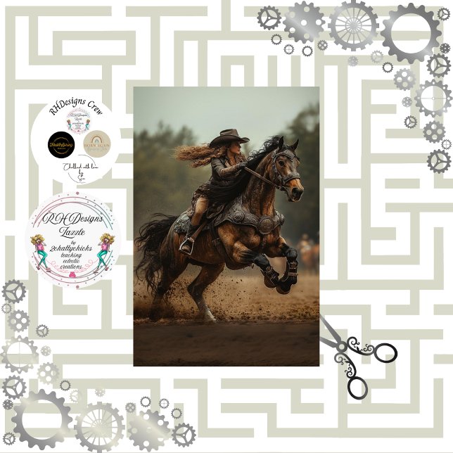 Papel De Seda Mochila Steampunk Cowgirl Horse Rider (Subido por el creador)