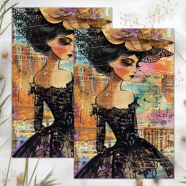 PAPEL DE SEDA MODA ANTIGUA MUJER DECOUPAGE (VINTAGE FASHION WOMAN DECOUPAGE TISSUE PAPER)