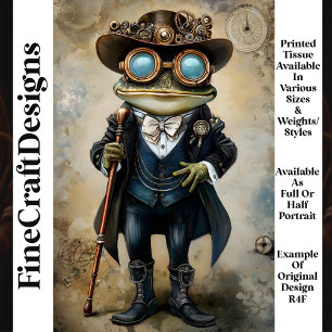 Papel De Seda Moda Antropomórfica Steampunk Frog R4F Decoupage