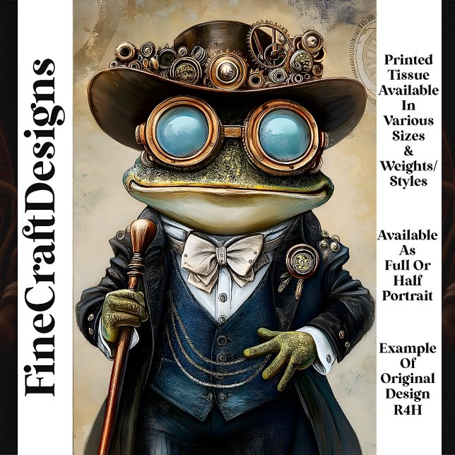 Papel De Seda Moda Antropomórfica Steampunk Frog R4H Decoupage (Subido por el creador)