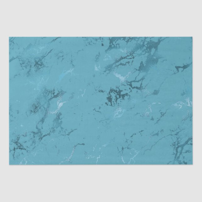 Papel De Seda Moda Aqua Blue Marble Boda (Anverso)