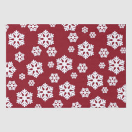 Papel De Seda Moda Blanco copos de nieve patrón nórdico en rojo 