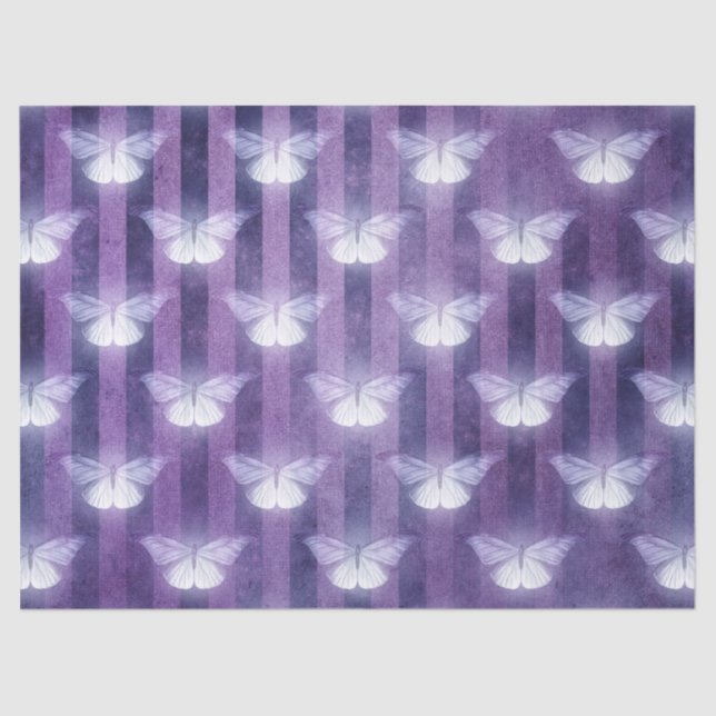 Papel De Seda Moda blanco morado estriado patrón místico (Anverso)