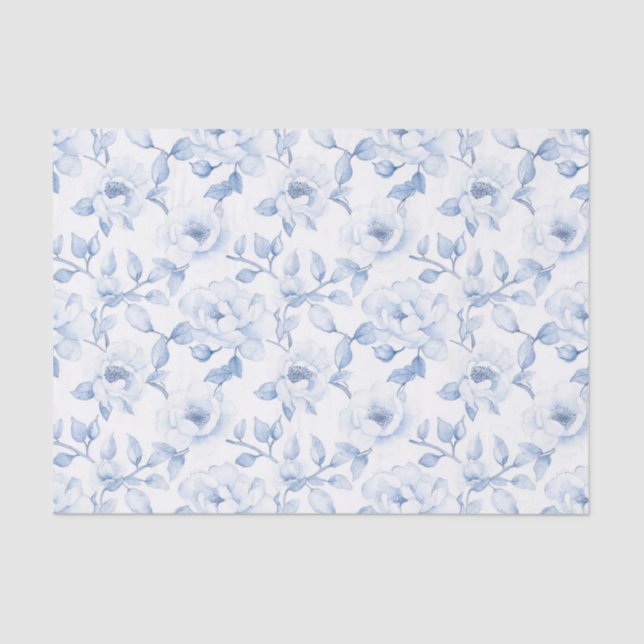 Papel De Seda Moda Blue Floral Bridal Shower (Anverso)