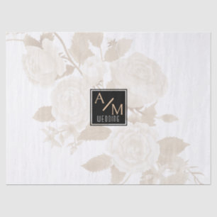 Papel De Seda Moda boda Monograma Blanco