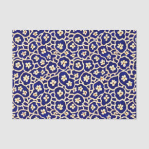 Papel De Seda Moda Boho Anemone Dark Blue Pattern