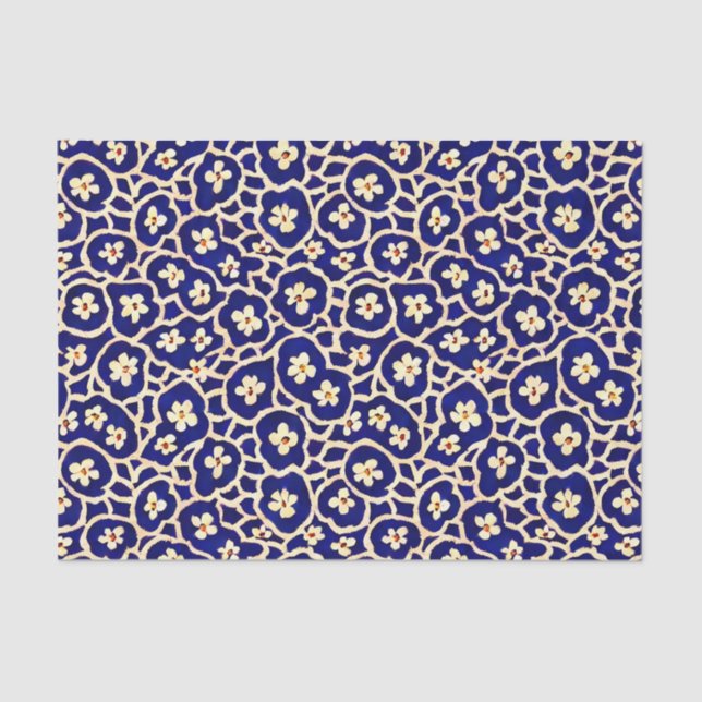 Papel De Seda Moda Boho Anemone Dark Blue Pattern (Anverso)