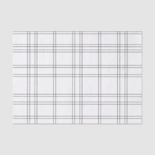 Papel De Seda Moda Chic Blanco y Negro Estampado de Cuadros