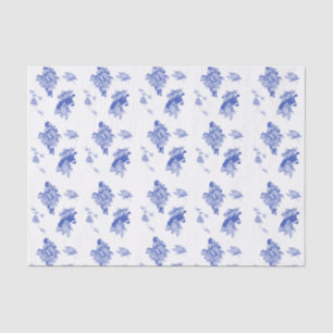 Papel De Seda Moda Chinoiserie clásica Patrón floral azul