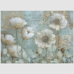 Papel De Seda Moda clásica del país Poppies blancos y eucalipto