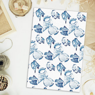 Papel De Seda moda costera azul índigo océano acuarela