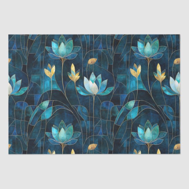 Papel De Seda Moda crisantemo verde azulado (Anverso)