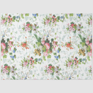 Papel De Seda Moda Cuidada Fondo Girly Floral-Blanco