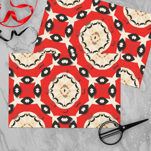 Papel De Seda Moda de Boho étnico tribal Beige negro geométrico